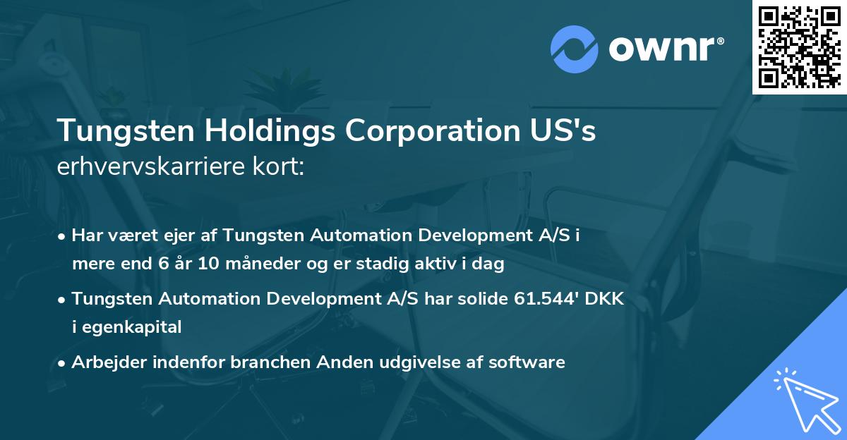 Tungsten Holdings Corporation US's erhvervskarriere kort