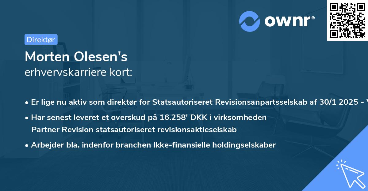 Morten Olesen's erhvervskarriere kort