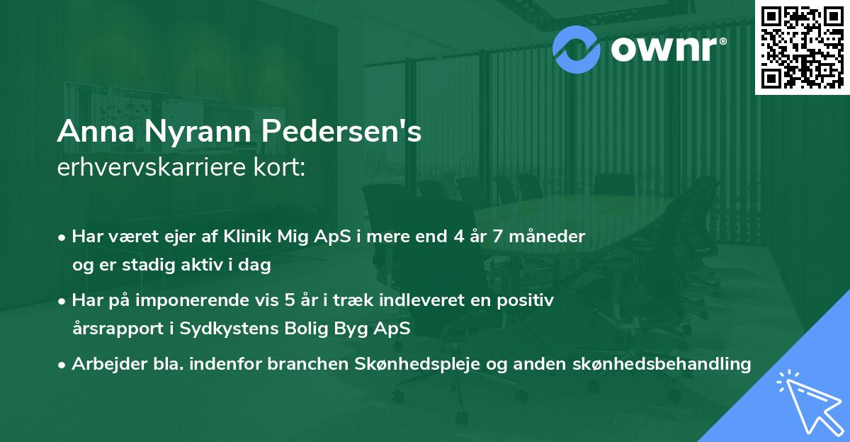 Anna Nyrann Pedersen's erhvervskarriere kort