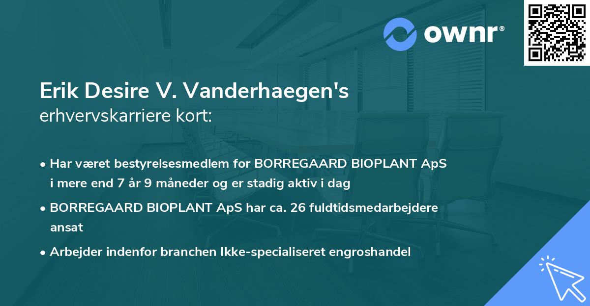 Erik Desire V. Vanderhaegen's erhvervskarriere kort