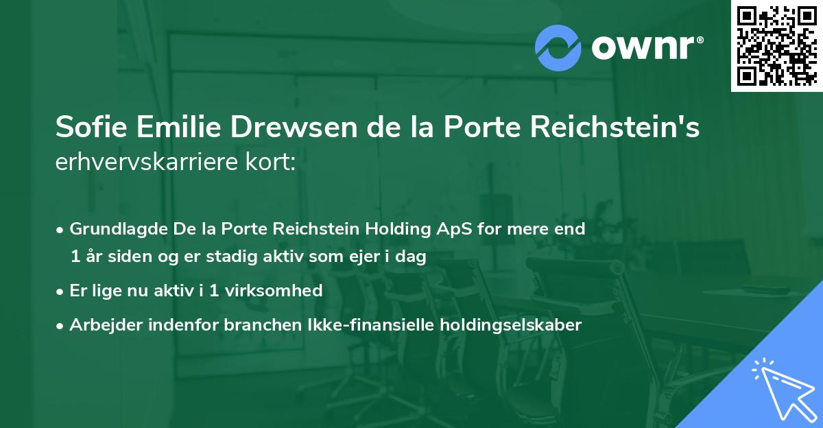 Sofie Emilie Drewsen de la Porte Reichstein's erhvervskarriere kort