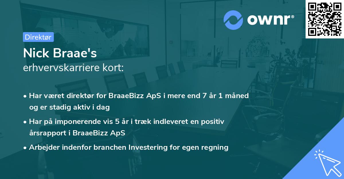 Nick Braae's erhvervskarriere kort