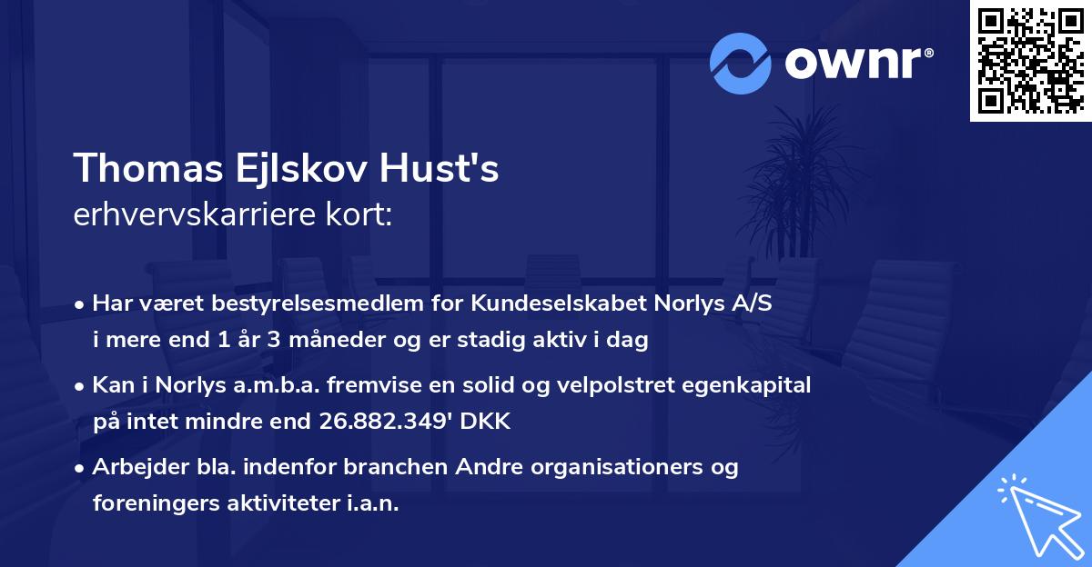 Thomas Ejlskov Hust's erhvervskarriere kort
