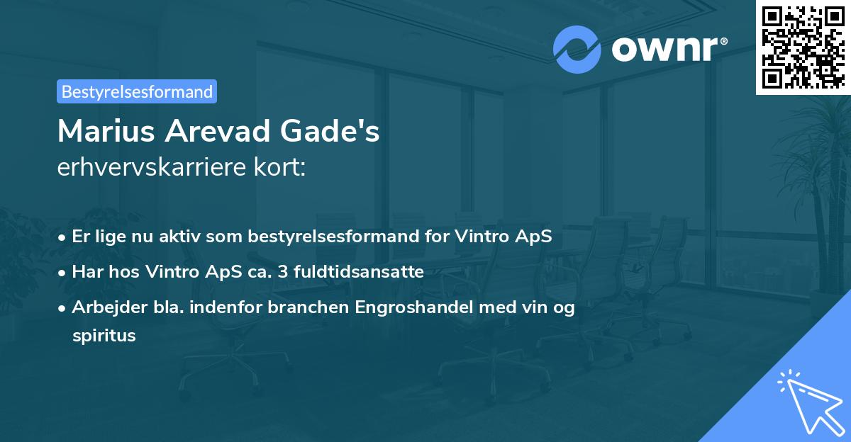 Marius Arevad Gade's erhvervskarriere kort
