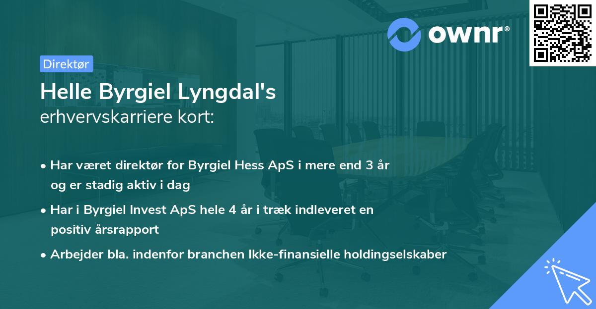 Helle Byrgiel Lyngdal's erhvervskarriere kort