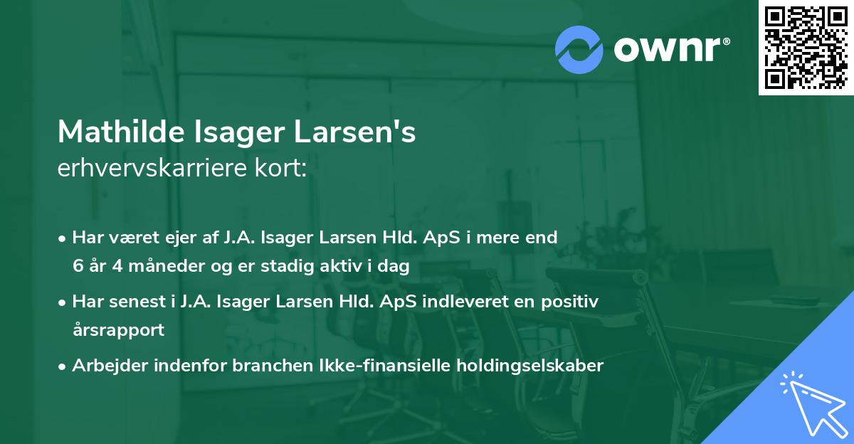 Mathilde Isager Larsen's erhvervskarriere kort