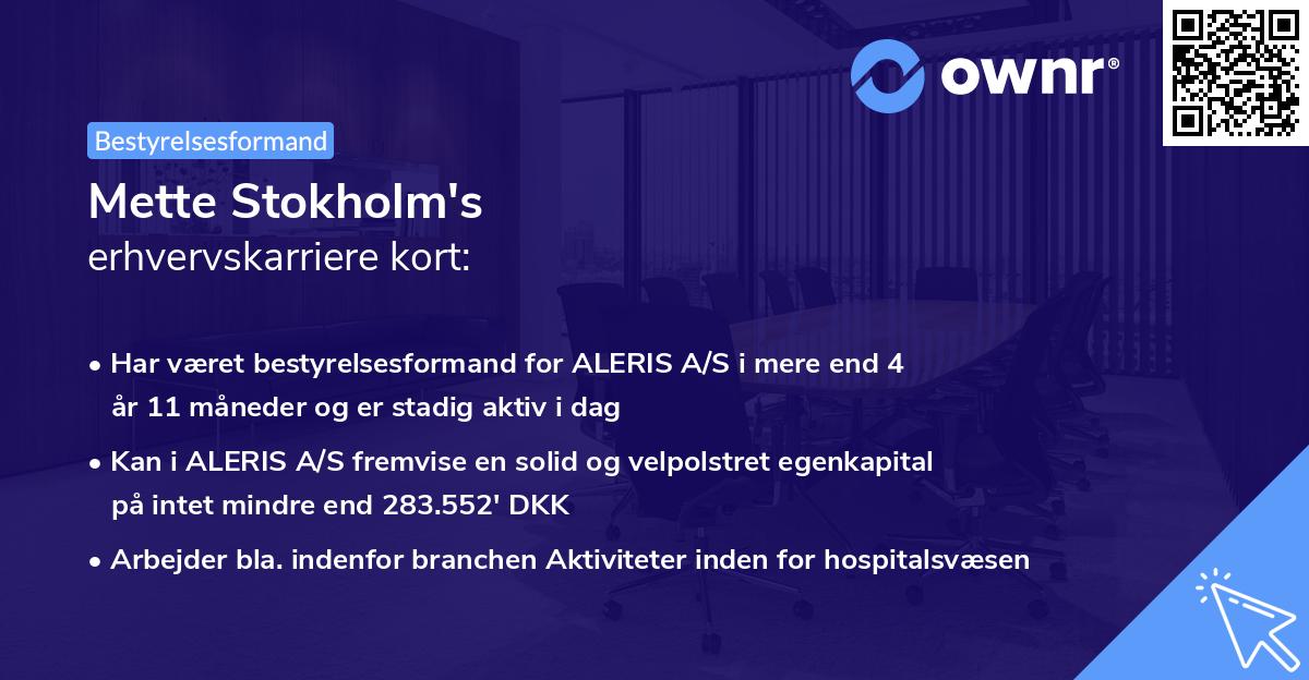 Mette Stokholm's erhvervskarriere kort