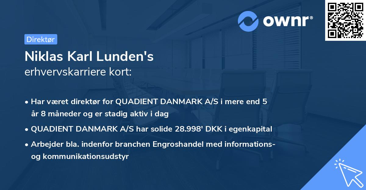 Niklas Karl Lunden's erhvervskarriere kort