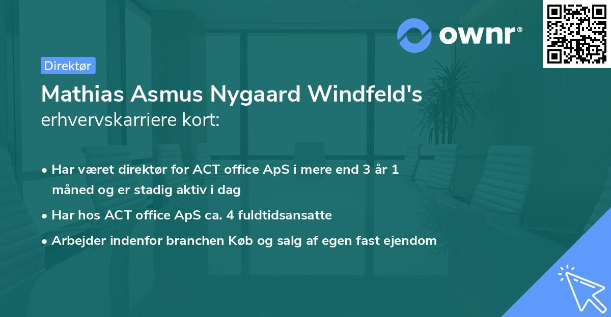 Mathias Asmus Nygaard Windfeld's erhvervskarriere kort
