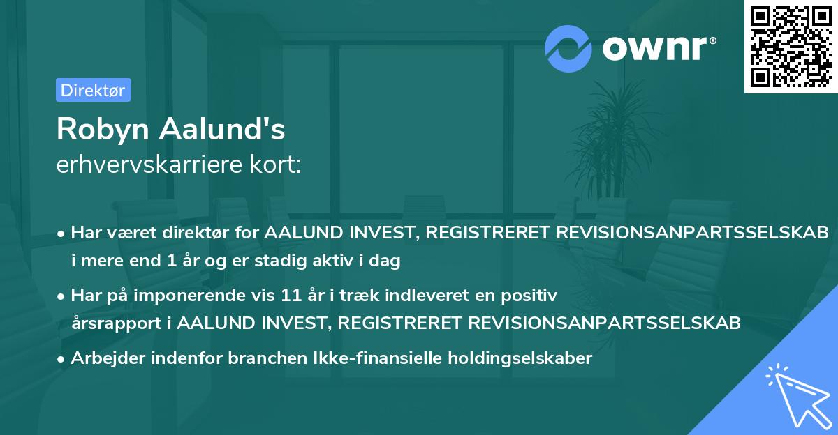 Robyn Aalund's erhvervskarriere kort