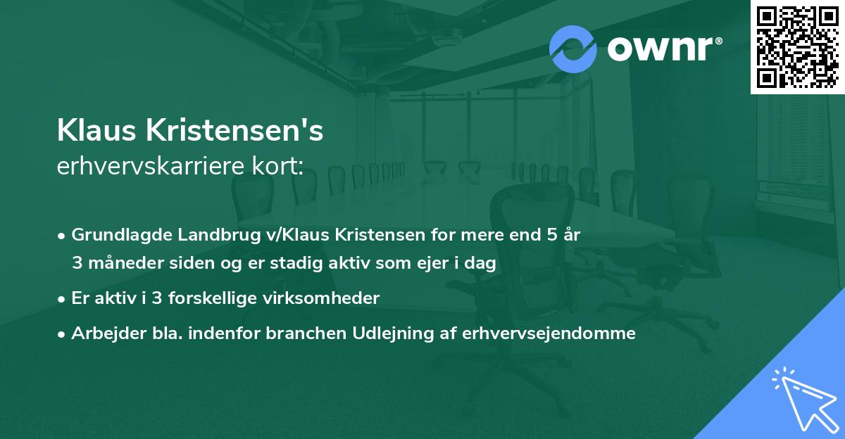 Klaus Kristensen's erhvervskarriere kort