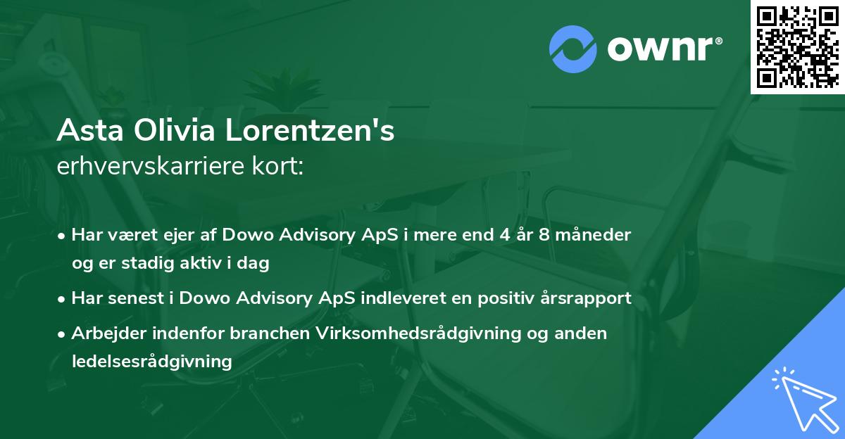 Asta Olivia Lorentzen's erhvervskarriere kort