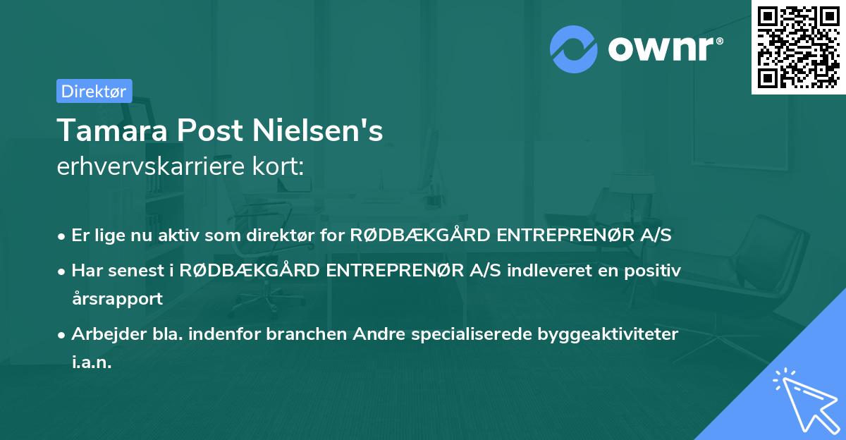 Tamara Post Nielsen's erhvervskarriere kort