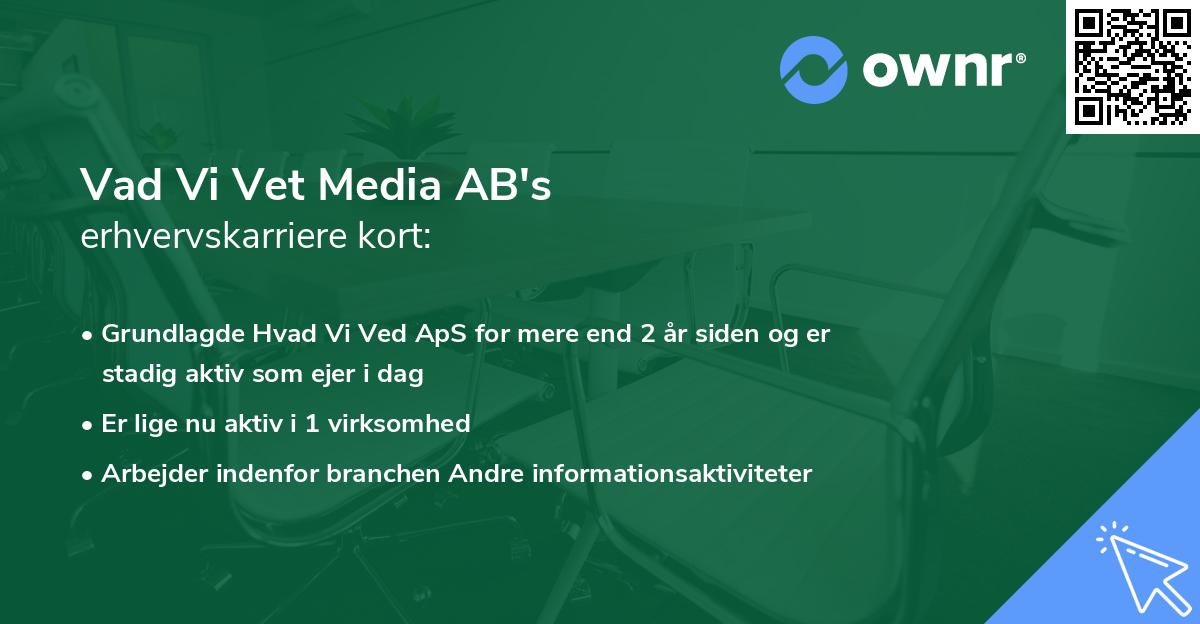 Vad Vi Vet Media AB's erhvervskarriere kort