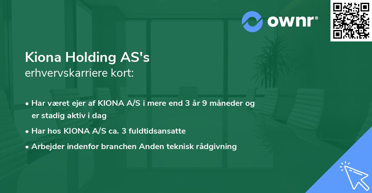Kiona Holding AS's erhvervskarriere kort