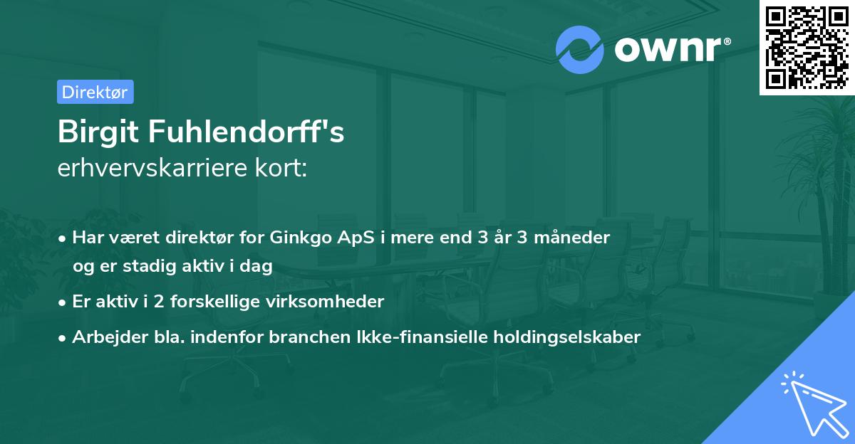 Birgit Fuhlendorff's erhvervskarriere kort
