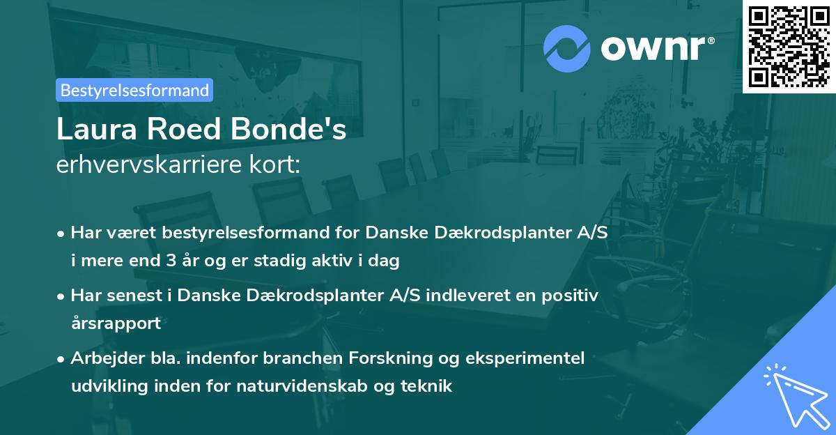Laura Roed Bonde's erhvervskarriere kort