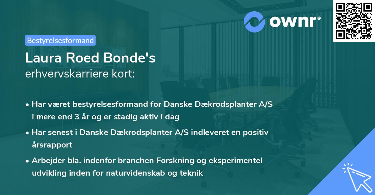 Laura Roed Bonde's erhvervskarriere kort