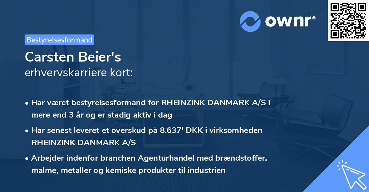 Carsten Beier's erhvervskarriere kort