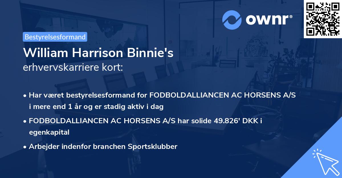 William Harrison Binnie's erhvervskarriere kort