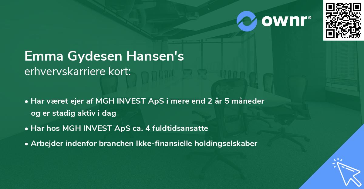 Emma Gydesen Hansen's erhvervskarriere kort