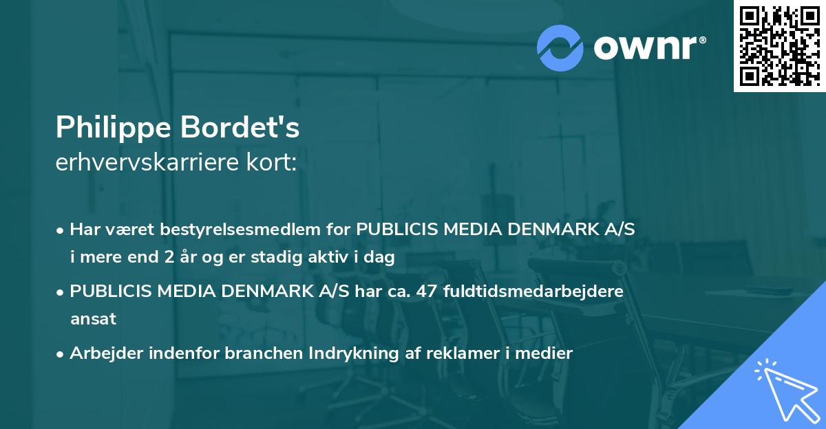 Philippe Bordet's erhvervskarriere kort