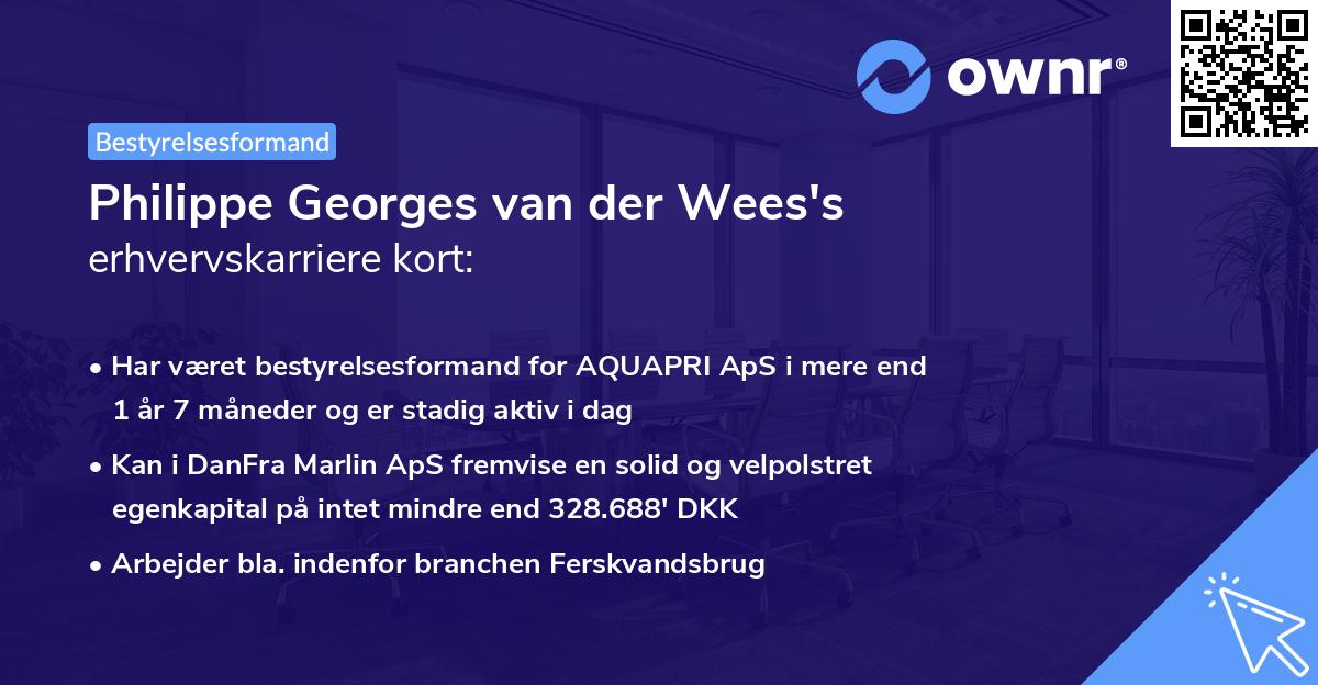 Philippe Georges van der Wees's erhvervskarriere kort
