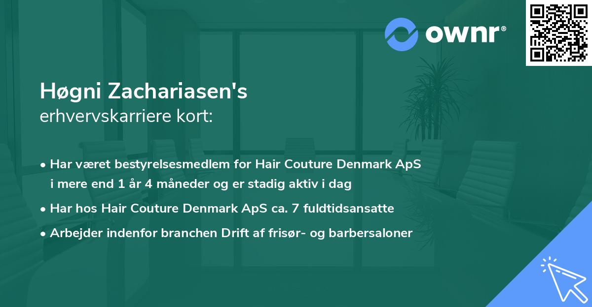 Høgni Zachariasen's erhvervskarriere kort