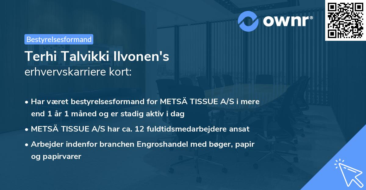 Terhi Talvikki Ilvonen's erhvervskarriere kort