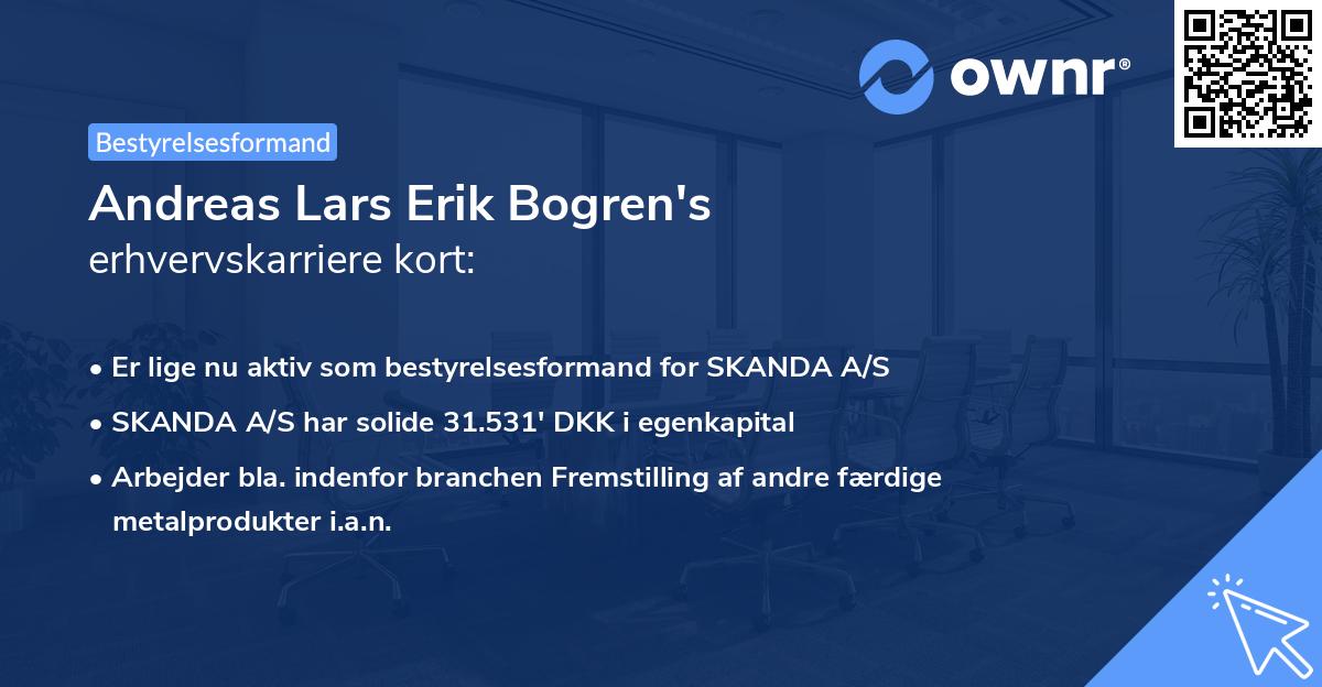 Andreas Lars Erik Bogren's erhvervskarriere kort