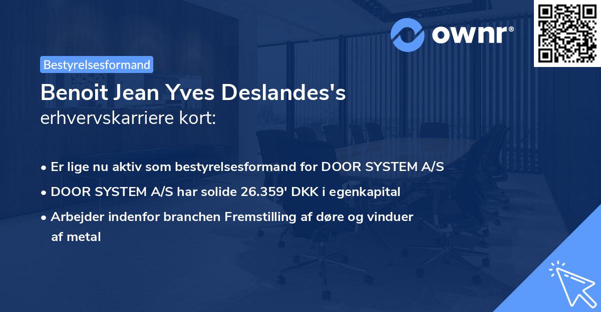 Benoit Jean Yves Deslandes's erhvervskarriere kort