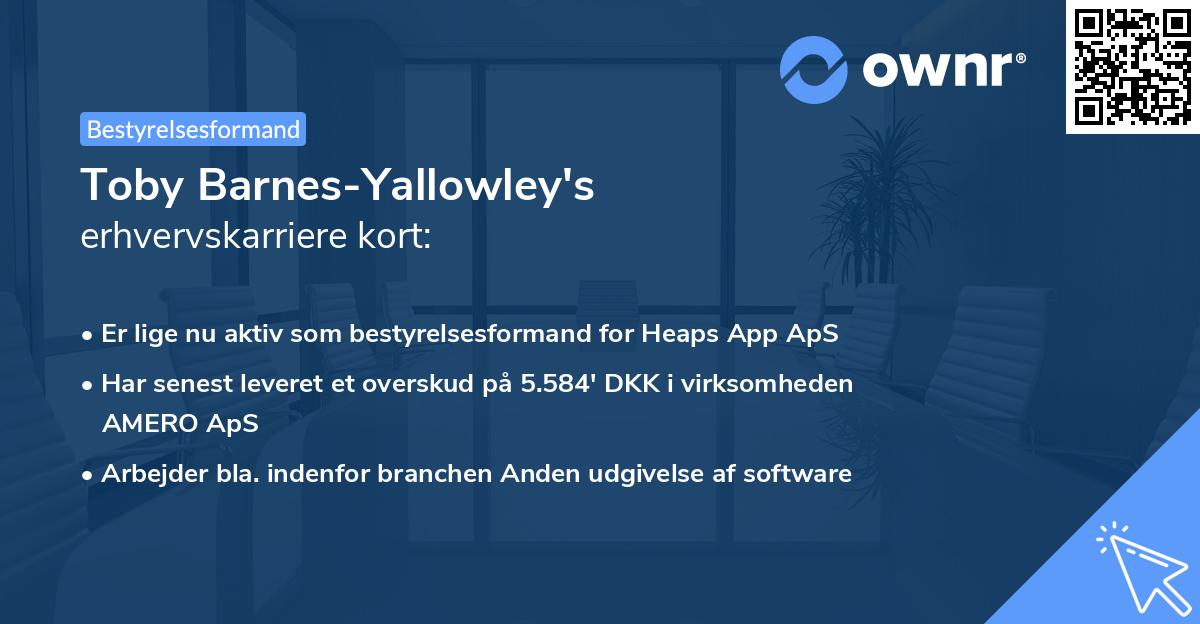 Toby Barnes-Yallowley's erhvervskarriere kort