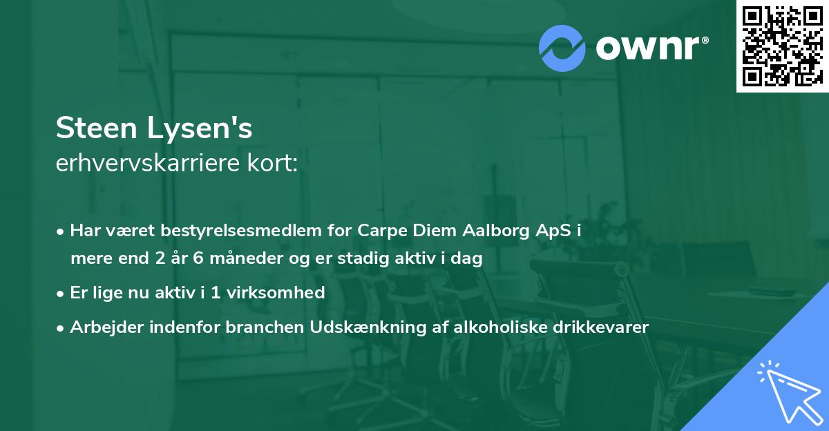 Steen Lysen's erhvervskarriere kort