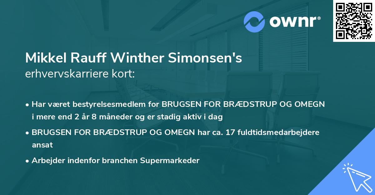 Mikkel Rauff Winther Simonsen's erhvervskarriere kort