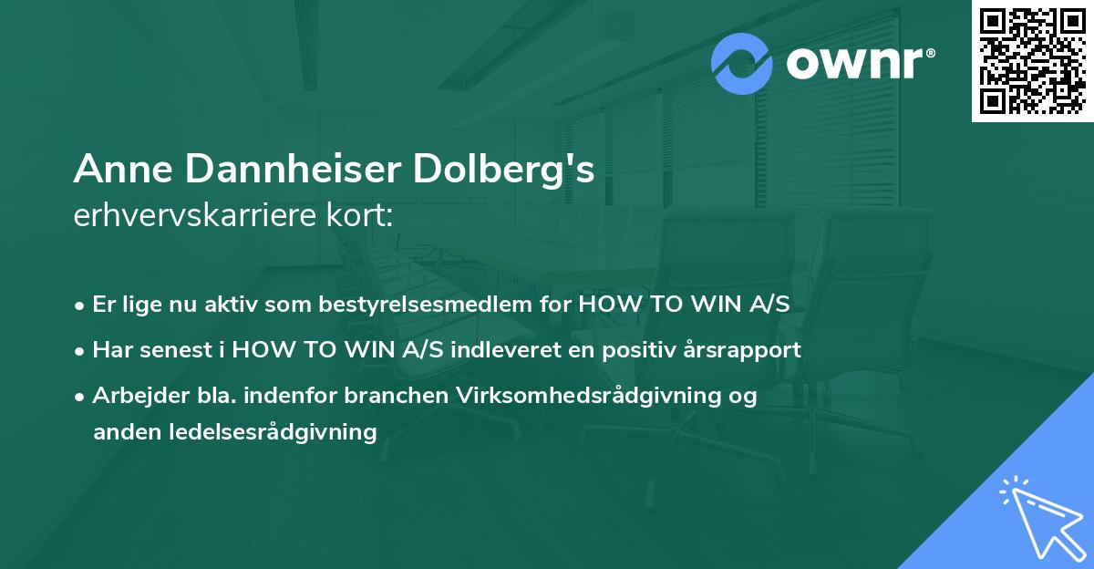 Anne Dannheiser Dolberg's erhvervskarriere kort