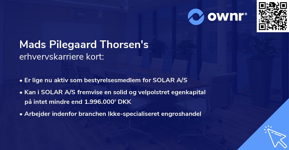 Mads Pilegaard Thorsen's erhvervskarriere kort