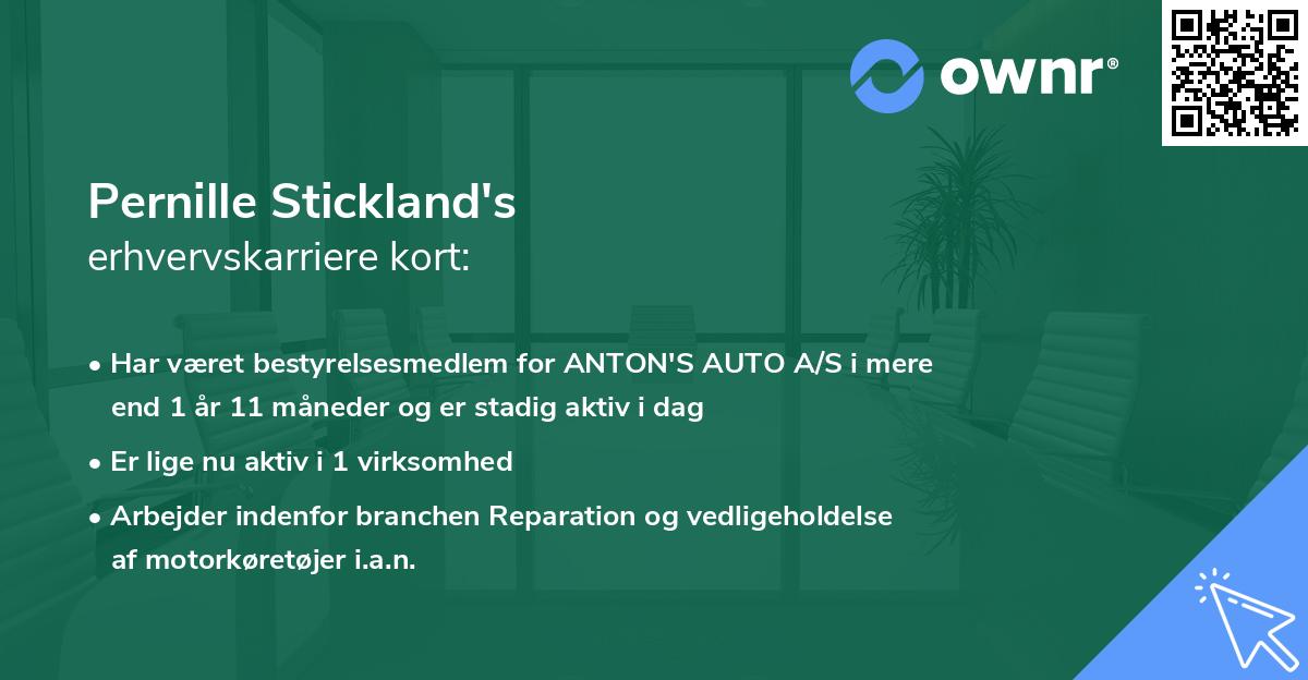 Pernille Stickland's erhvervskarriere kort