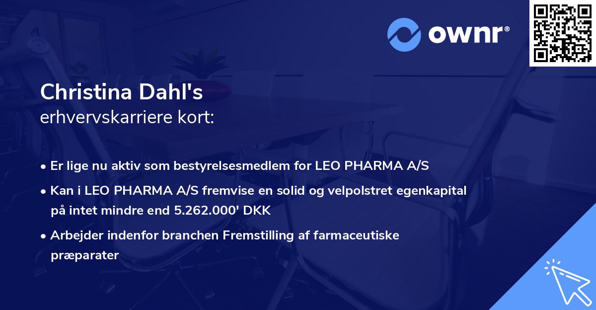 Christina Dahl's erhvervskarriere kort