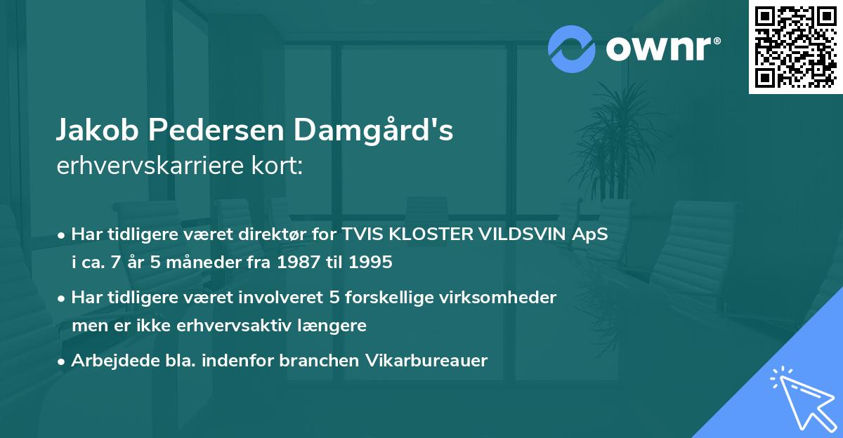 Jakob Pedersen Damgård's erhvervskarriere kort