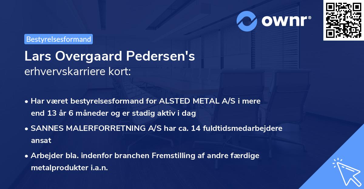 Lars Overgaard Pedersen's erhvervskarriere kort
