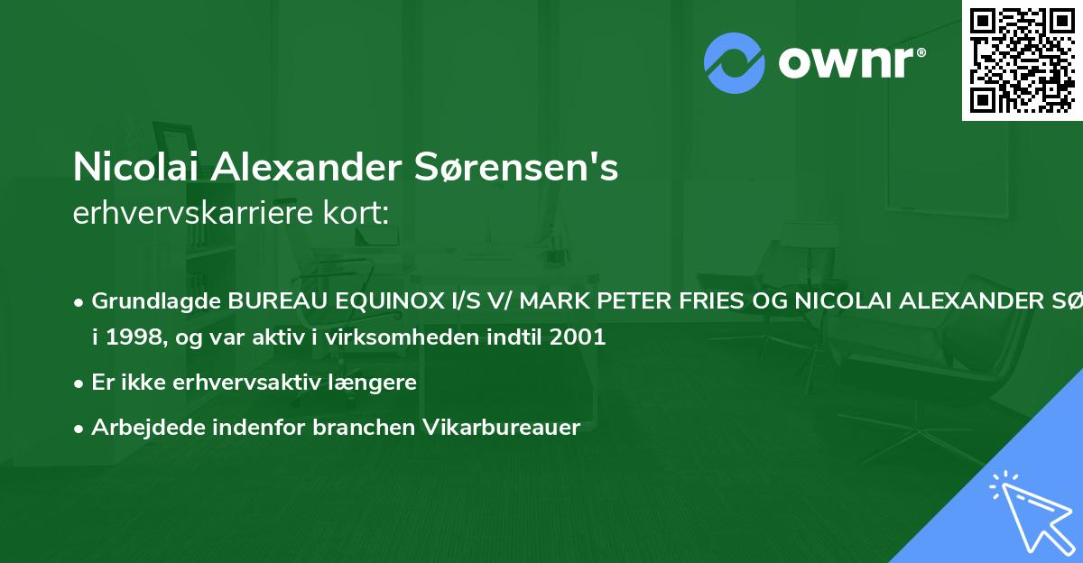Nicolai Alexander Sørensen's erhvervskarriere kort