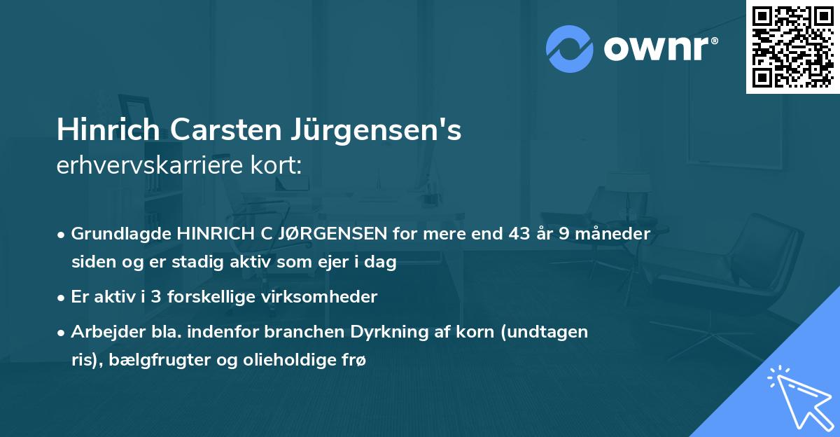 Hinrich Carsten Jürgensen's erhvervskarriere kort