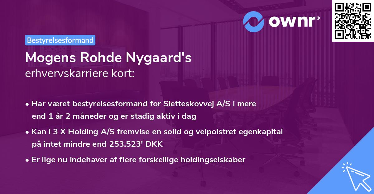 Mogens Rohde Nygaard's erhvervskarriere kort