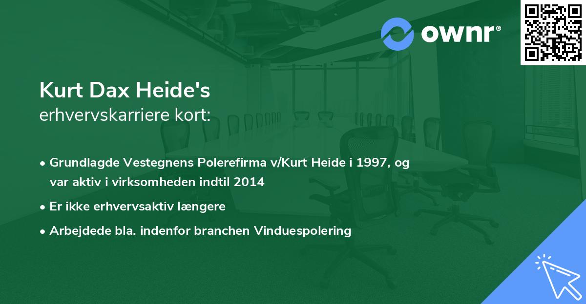 Kurt Dax Heide's erhvervskarriere kort