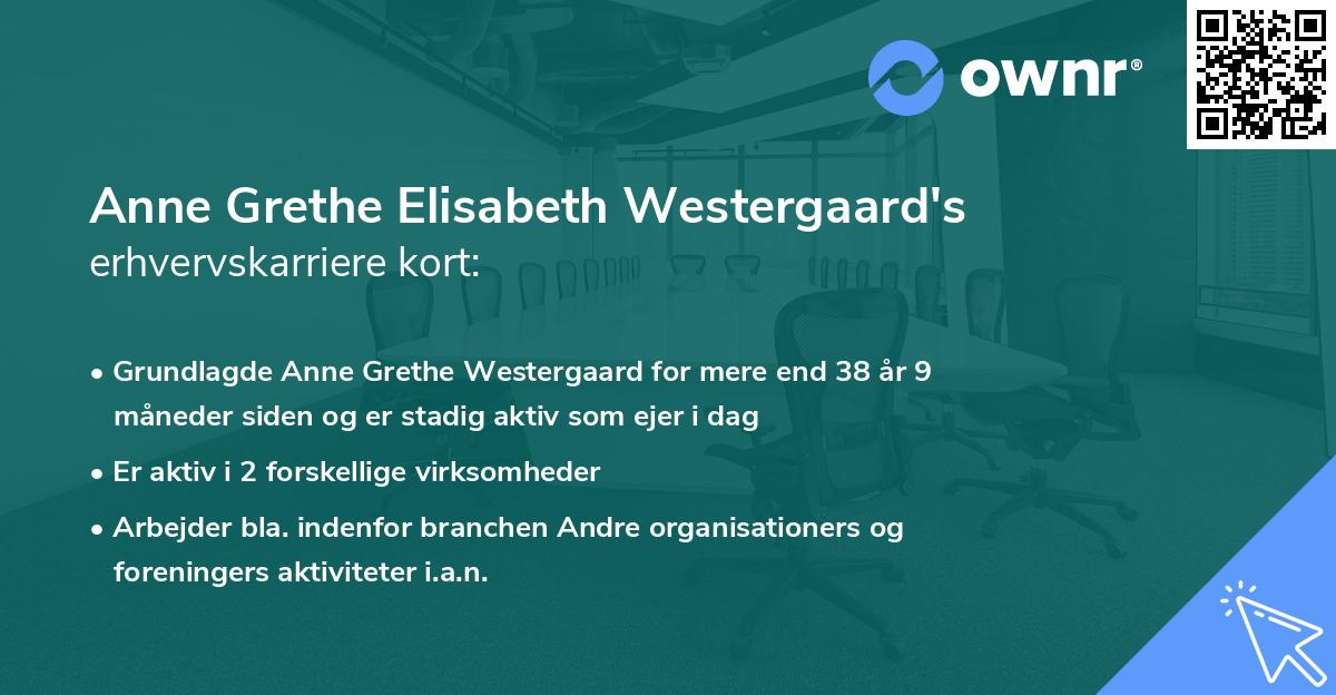 Anne Grethe Elisabeth Westergaard's erhvervskarriere kort