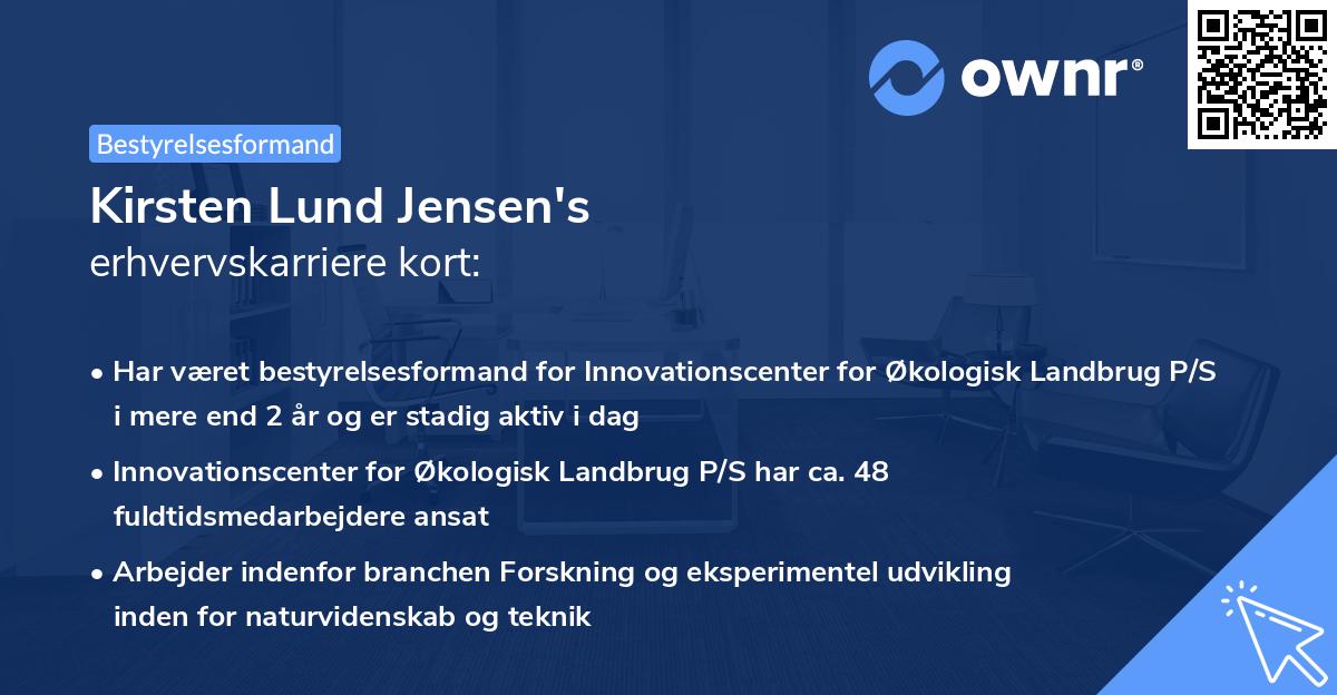 Kirsten Lund Jensen's erhvervskarriere kort