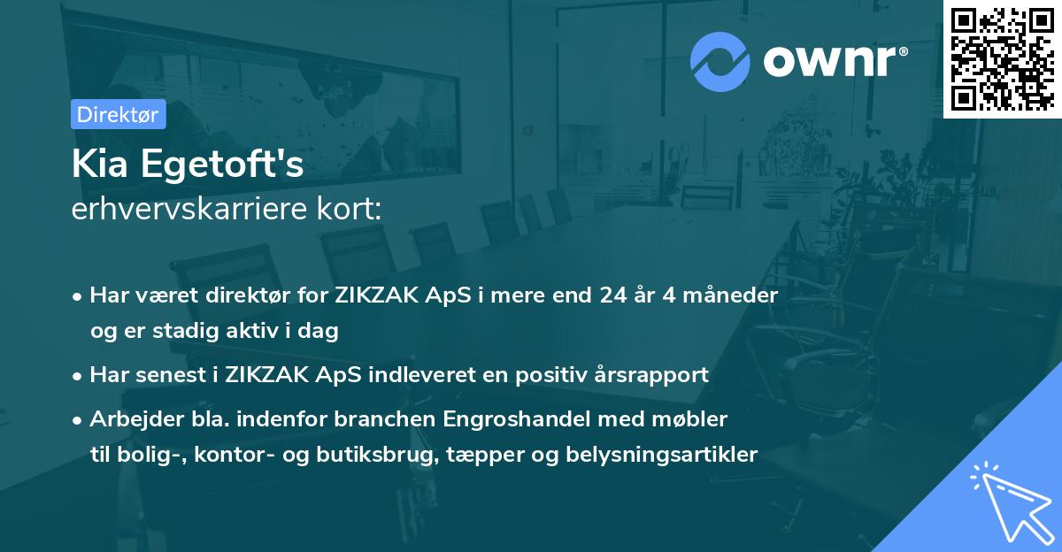 Kia Egetoft's erhvervskarriere kort