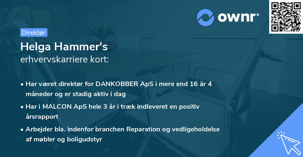 Helga Hammer's erhvervskarriere kort