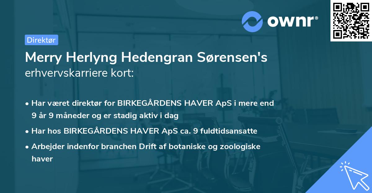 Merry Herlyng Hedengran Sørensen's erhvervskarriere kort