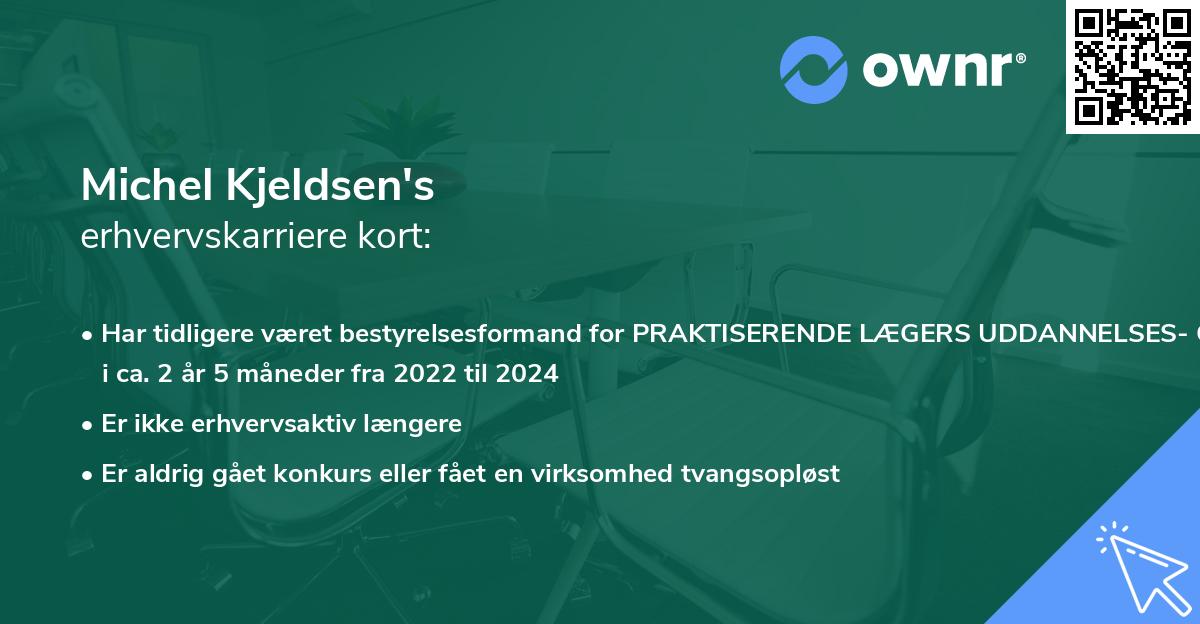 Michel Kjeldsen's erhvervskarriere kort